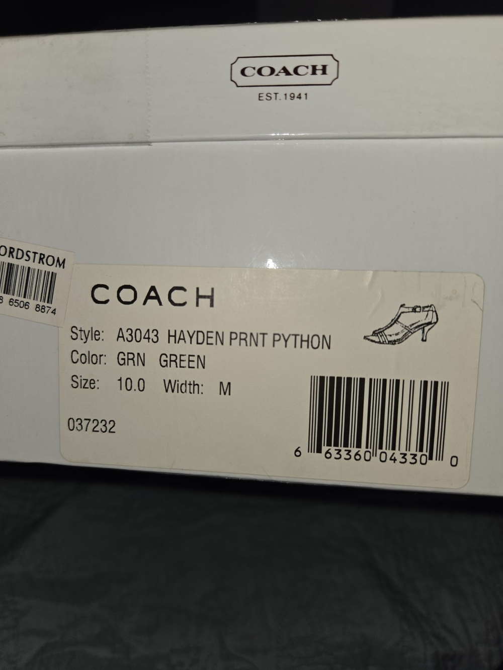 Coach Green Snake-Print Strappy Heels with Gold Insole - Picture 5 of 5